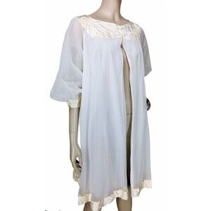 Vintage 60s Gossard Artemis Peignoir Chiffon Balloon Sleeve Babydoll Sissy Robe